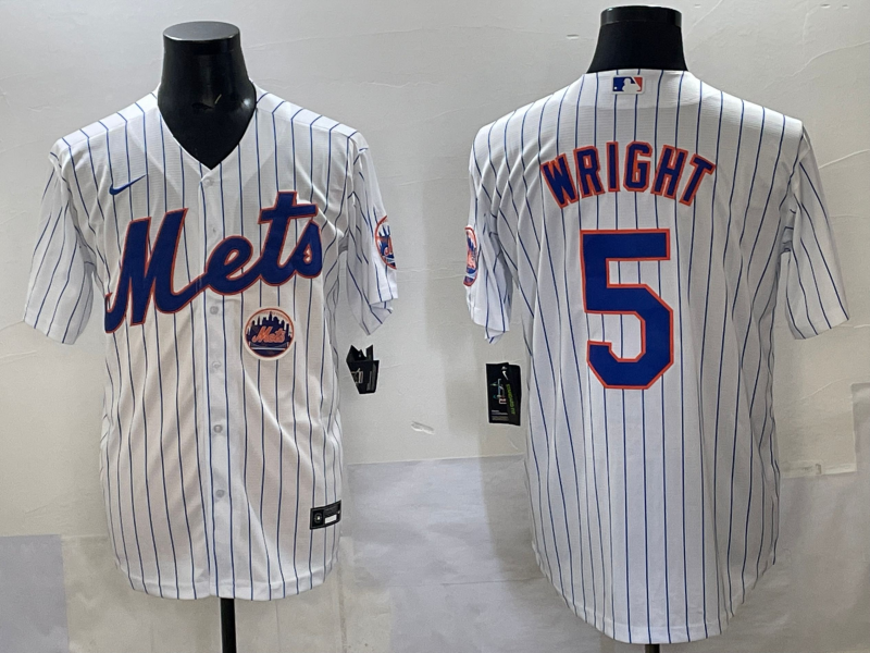 Men 2025 New York Mets #5 Wright white MLB Nike jersey style 10->new york mets->MLB Jersey
